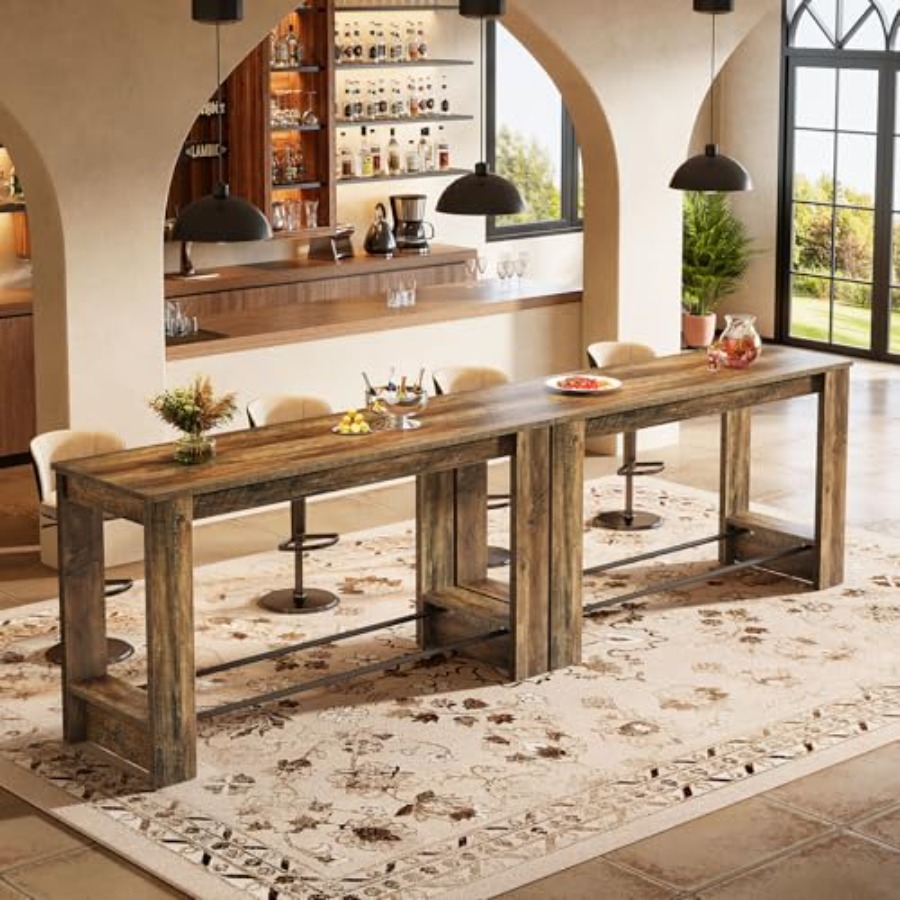 63'' Bar Table Set of 2, Count - Home Bar And Counter 评论和价格