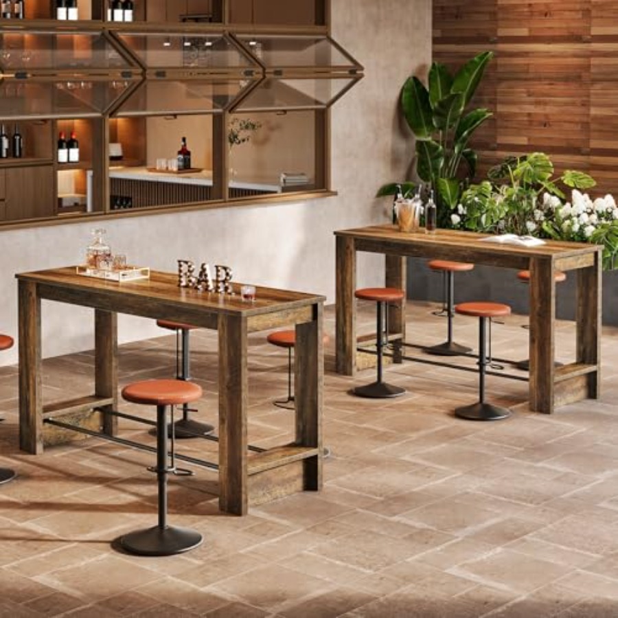 63'' Bar Table Set of 2, Count - Home Bar And Counter 评论和价格