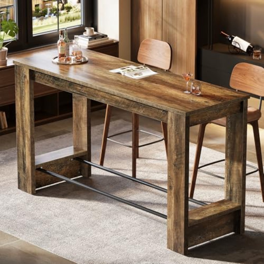 63'' Bar Table Set of 2, Count - Home Bar And Counter 评论和价格