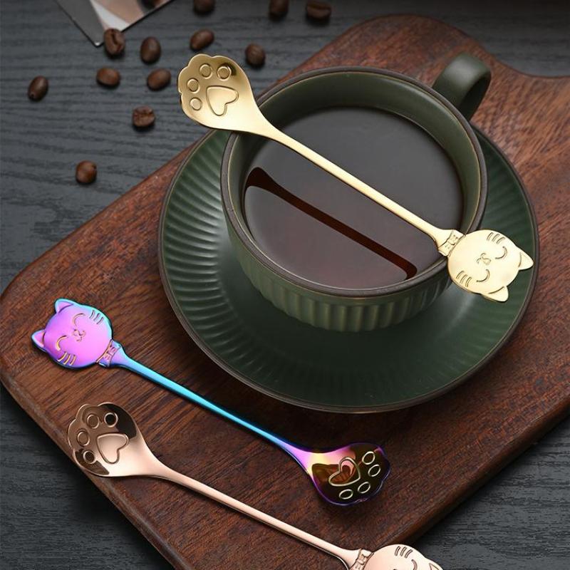 Lovely Cat Shape Teaspoon Stai - Ice Pick Pick 评论和价格