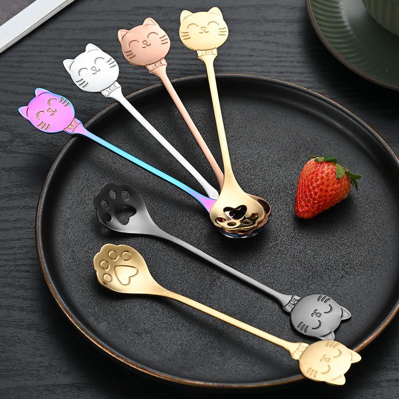 Lovely Cat Shape Teaspoon Stai - Ice Pick Pick 评论和价格