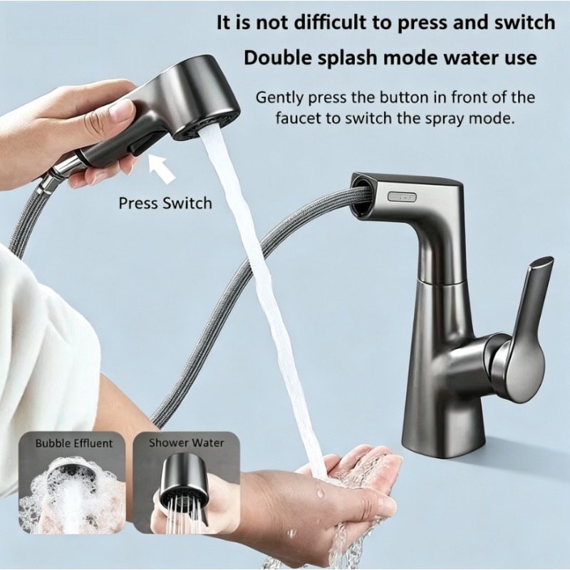 Pull-out faucet in bathroom, h - Home Bar Sink 评论和价格