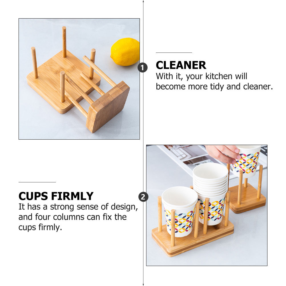 2Pcs Wood Bamboo Paper Cup Rac - Home Bar And Counter 评论和价格