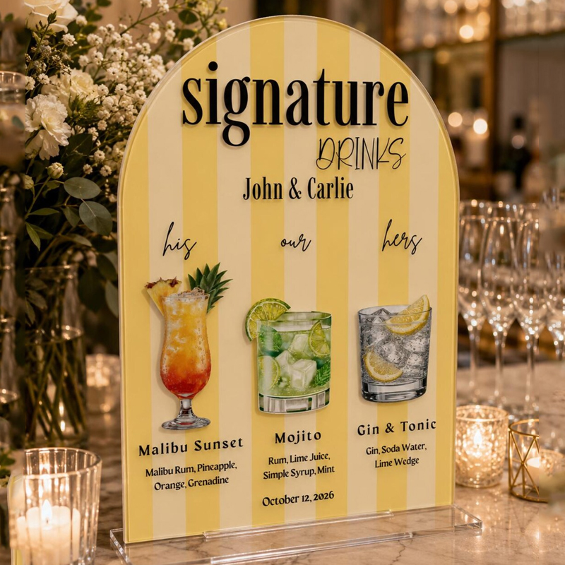 Custom Signature Drink Sign,Co - Cocktail Recipe Book 评论和价格