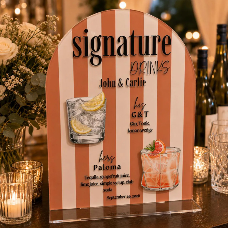 Custom Signature Drink Sign,Co - Cocktail Recipe Book 评论和价格