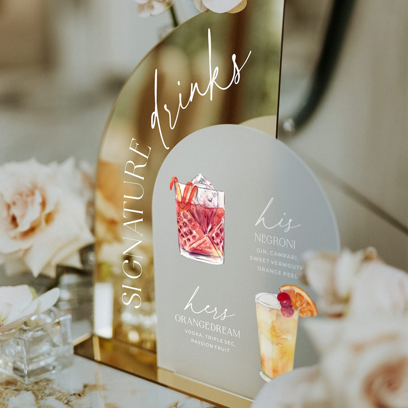 Gold Mirror Wedding Bar Menu S - Cocktail Recipe Book 评论和价格